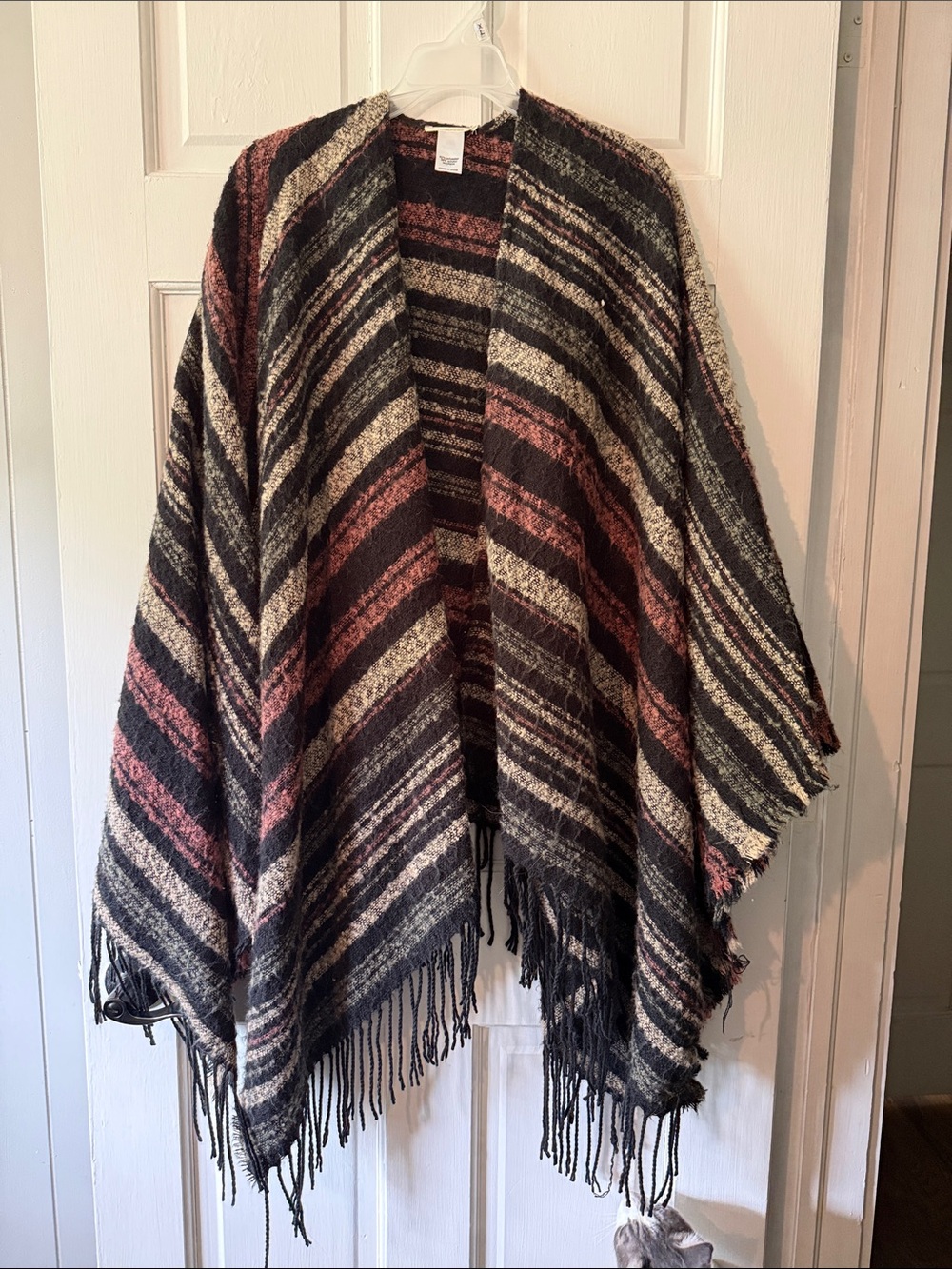Maurices Brown & Black Striped Knit Poncho